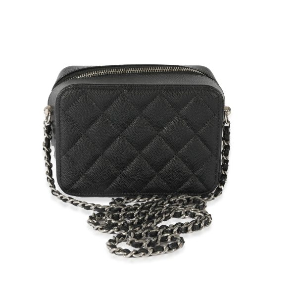 128621 stamp Chanel Black Caviar Mini Chain Camera Clutch