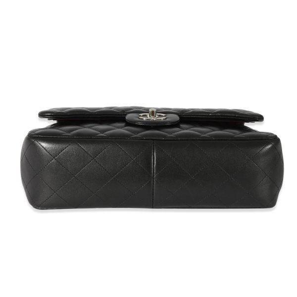 128668 stamp Chanel Black Lambskin Jumbo Classic Double Flap