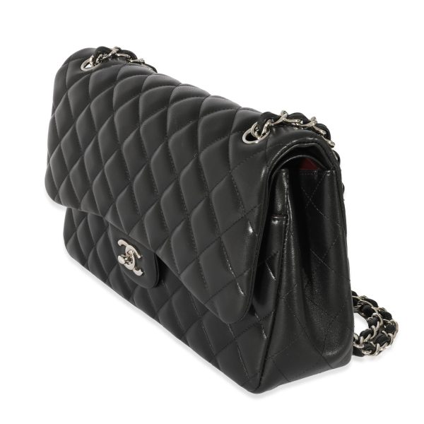 128668 sv Chanel Black Lambskin Jumbo Classic Double Flap