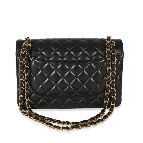 128813 pv Chanel Black Lambskin Classic Jumbo Double Flap