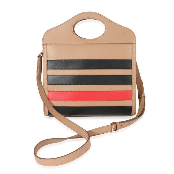 129012 pv Burberry Tan Multicolor Leather Stripe Mini Pocket Bag