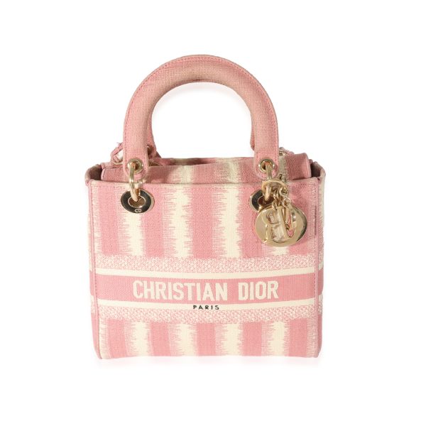 129113 fv Christian Dior Pink Canvas Medium D Stripes Lady D Lite