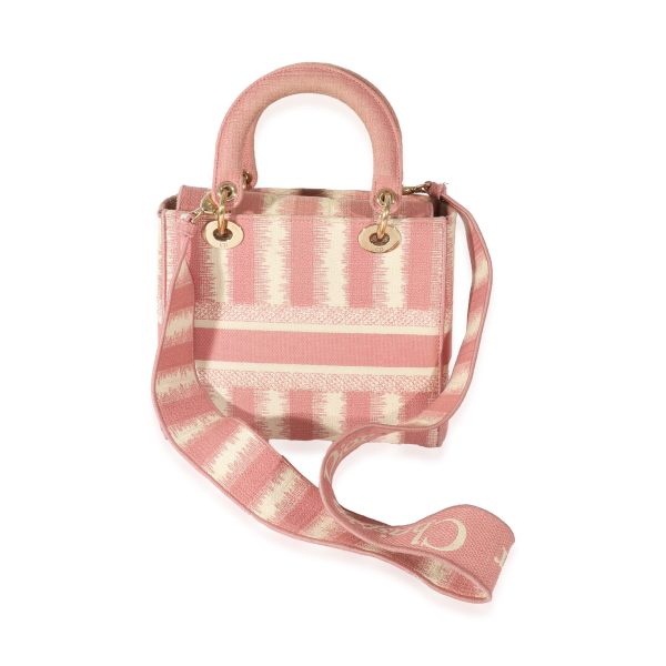 129113 pv Christian Dior Pink Canvas Medium D Stripes Lady D Lite