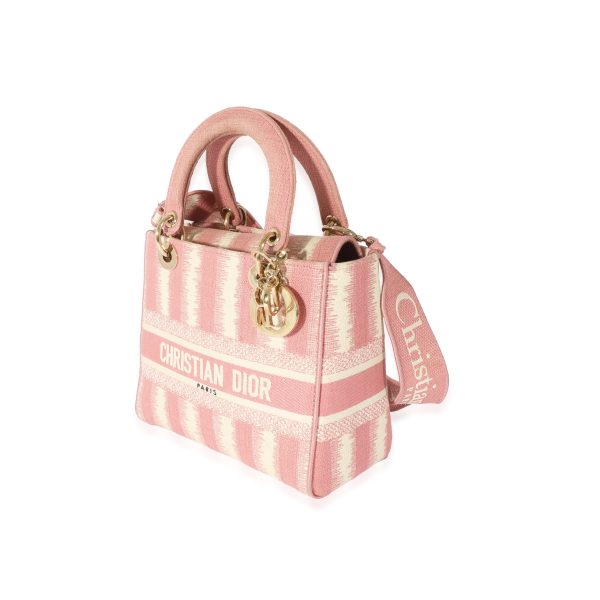 129113 sv Christian Dior Pink Canvas Medium D Stripes Lady D Lite