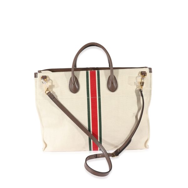 129126 bv Gucci Beige Web Linen Foldable Tote