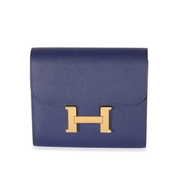 129455 fv Hermès Epsom Iris Constance Compact Wallet GHW