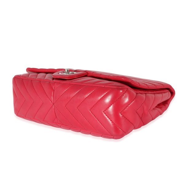 129458 box Chanel Pink Lambskin Chevron Jumbo Single Flap Bag