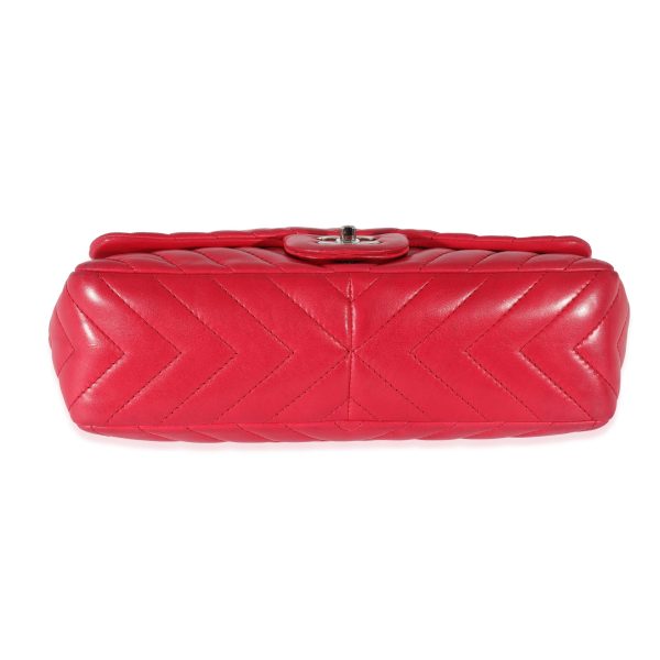 129458 stamp Chanel Pink Lambskin Chevron Jumbo Single Flap Bag