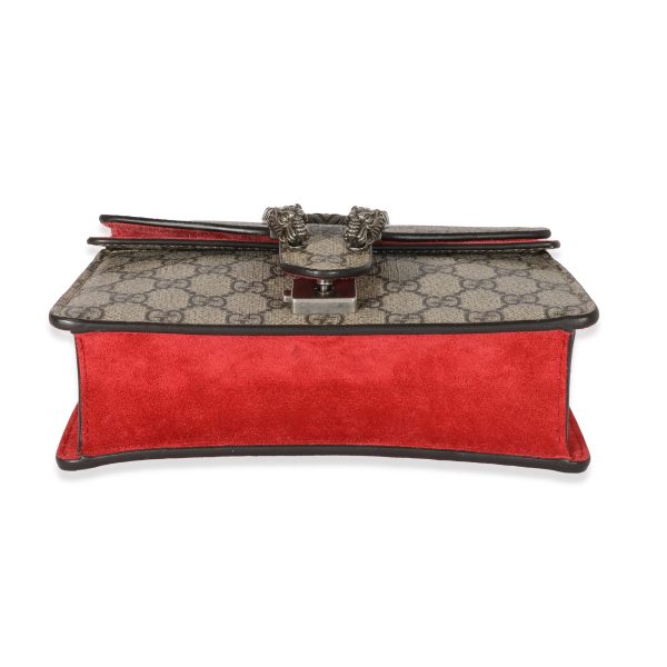 129475 stamp Gucci Red Suede GG Supreme Mini Dionysus