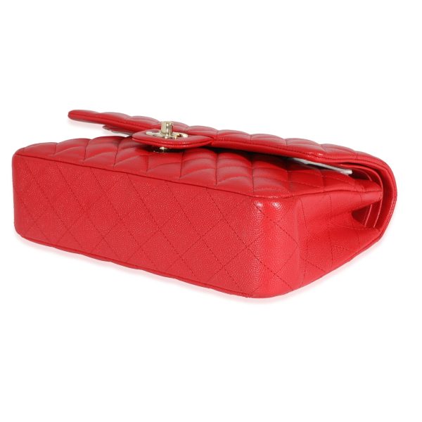 129867 box Chanel 21S Red Caviar Medium Classic Double Flap