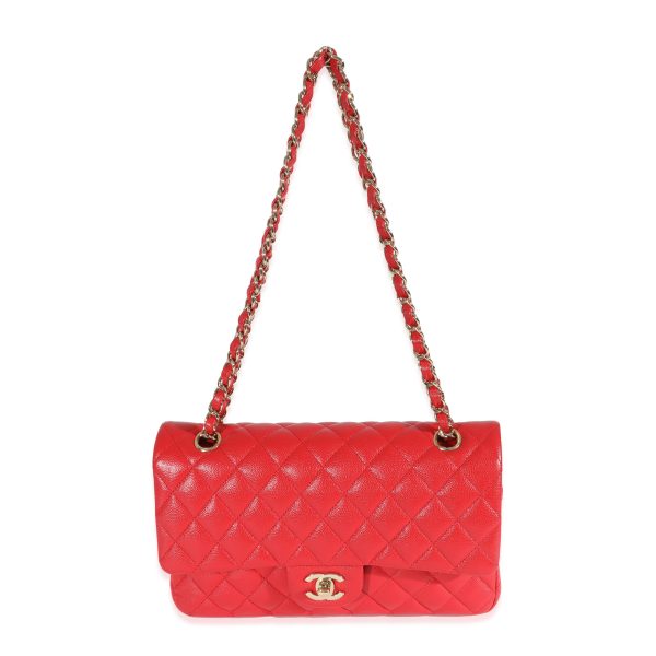 129867 bv Chanel 21S Red Caviar Medium Classic Double Flap