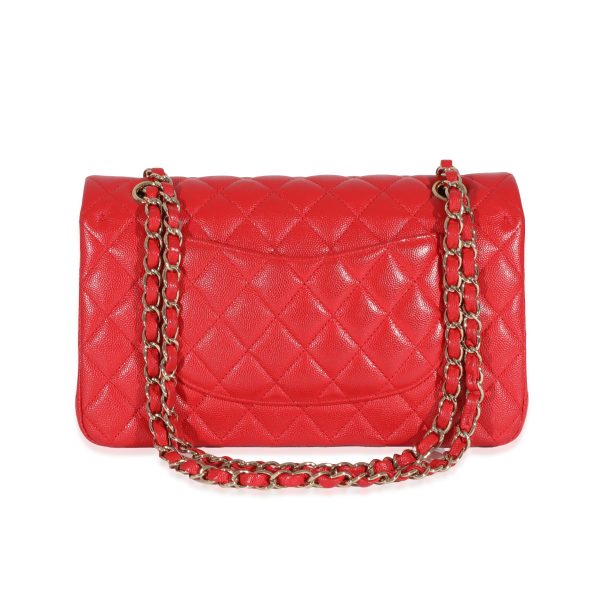 129867 pv Chanel 21S Red Caviar Medium Classic Double Flap