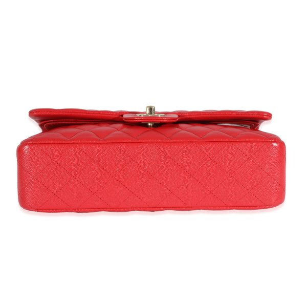 129867 stamp Chanel 21S Red Caviar Medium Classic Double Flap