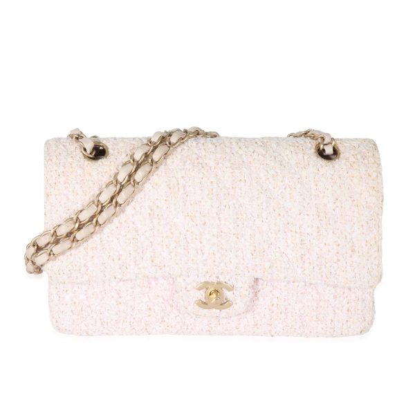 129911 fv Chanel Pink Tweed Medium Classic Double Flap Bag