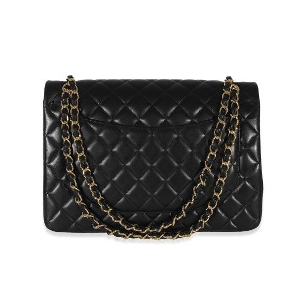 130512 pv Chanel Black Lambskin Classic Maxi Double Flap Bag