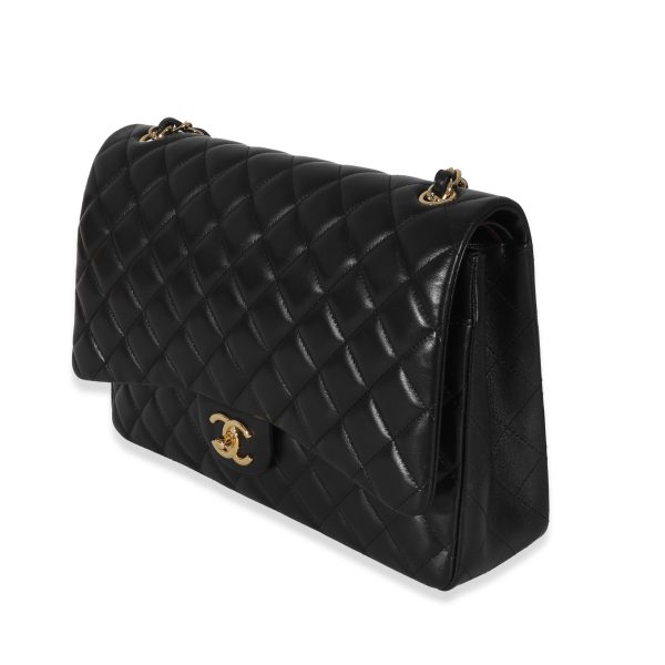 130512 sv Chanel Black Lambskin Classic Maxi Double Flap Bag