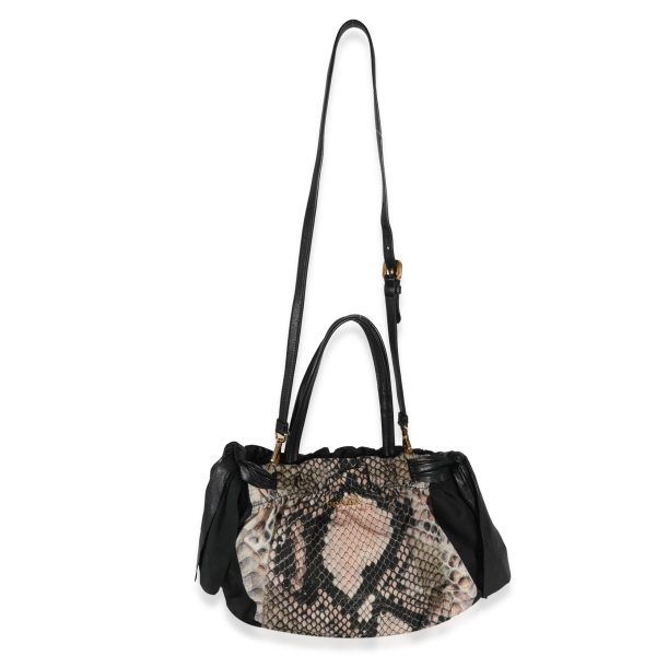 130552 bv Prada Black Pink Python Nylon Hobo