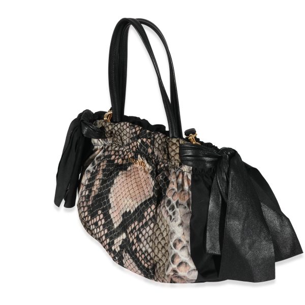 130552 sv Prada Black Pink Python Nylon Hobo