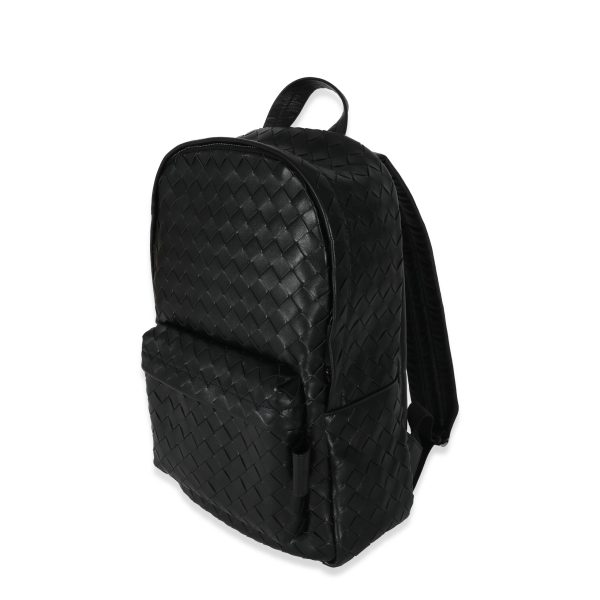 130976 sv Bottega Veneta Black Calfskin Small Intrecciato Backpack