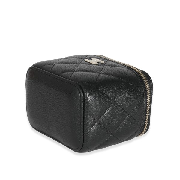 131320 box Chanel Black Quilted Caviar CC Link Mini Vanity Case