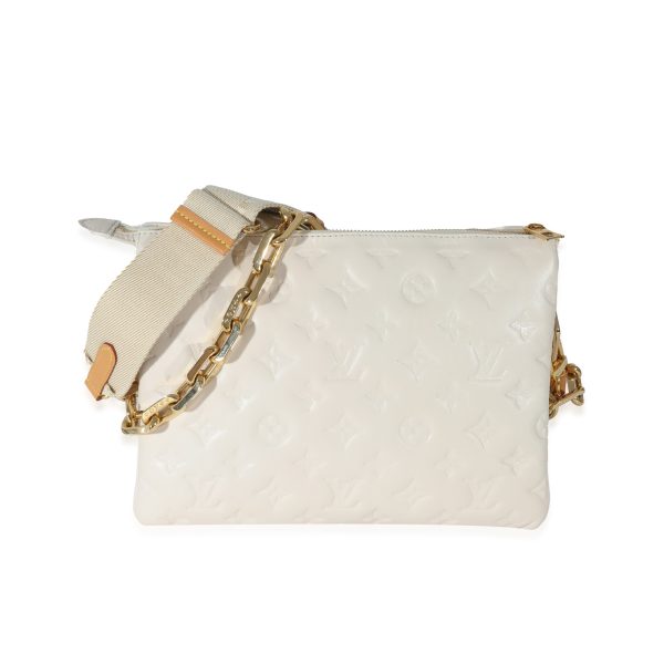 131345 fv Louis Vuitton Cream Monogram Lambskin Coussin PM