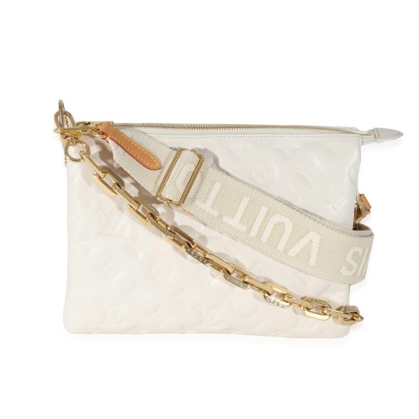 131345 pv Louis Vuitton Cream Monogram Lambskin Coussin PM