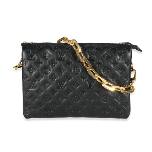 131491 pv Louis Vuitton Black Monogram Puffy Lambskin Coussin MM