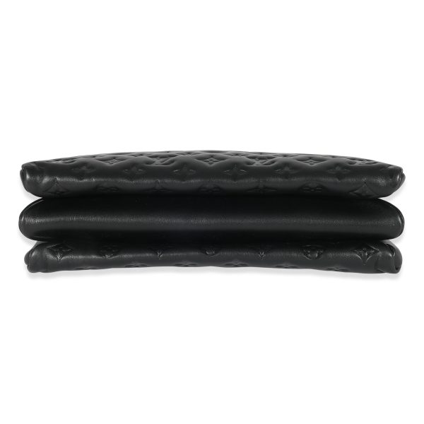 131491 stamp Louis Vuitton Black Monogram Puffy Lambskin Coussin MM