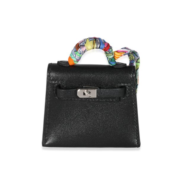 131682 fv Hermès Black Tadelakt Micro Mini Twilly Kelly Bag Charm PHW