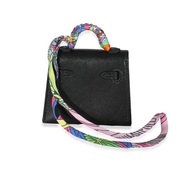 131682 pv Hermès Black Tadelakt Micro Mini Twilly Kelly Bag Charm PHW