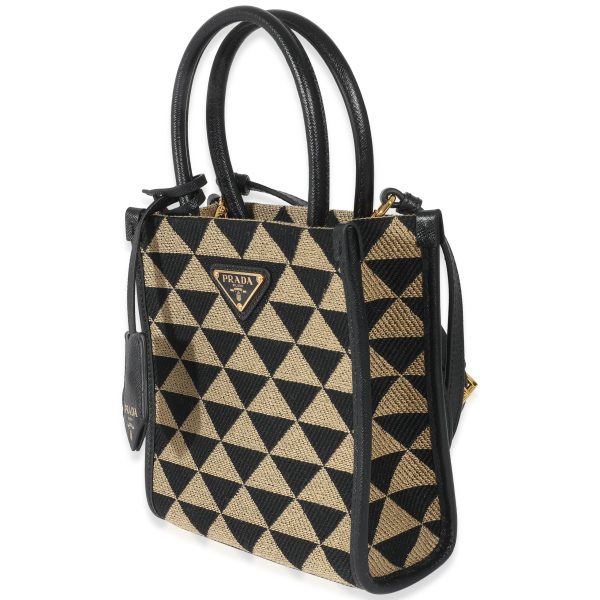 131957 sv Prada Beige Black Jacquard Symbole Mini Bag