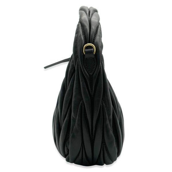 131958 pv Miu Miu Black Matelassé Nappa Mini Wander Hobo Bag