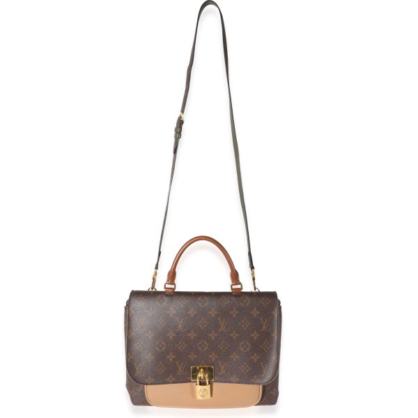 132141 stamp Louis Vuitton Sesame Leather Monogram Canvas Marignan Bag