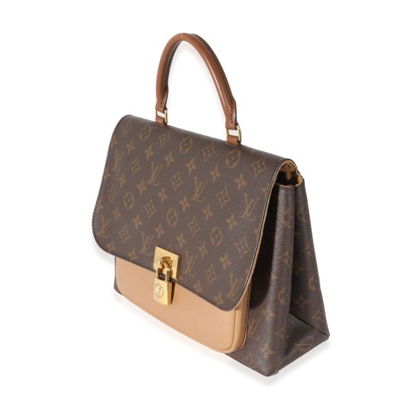 132141 sv Louis Vuitton Sesame Leather Monogram Canvas Marignan Bag