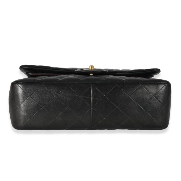 132321 box Chanel Black Quilted Lambskin Jumbo Classic Double Flap Bag