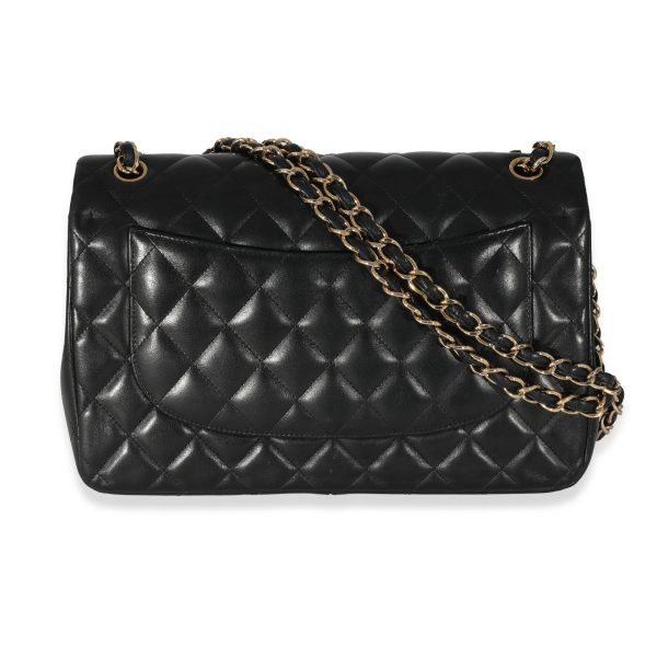 132321 pv Chanel Black Quilted Lambskin Jumbo Classic Double Flap Bag