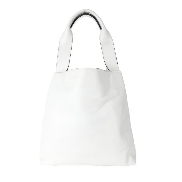 132558 bv Miu Miu White Leather Logo Embossed Hobo