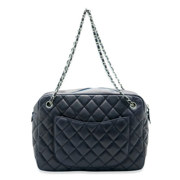 132561 sv Chanel Navy Quilted Lambskin CC Tote