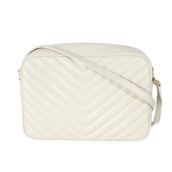 132611 stamp Saint Laurent Crema Soft Chevron Quilted Leather Lou Camera Bag