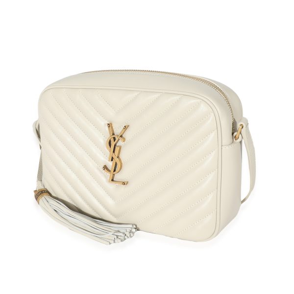 132611 sv Saint Laurent Crema Soft Chevron Quilted Leather Lou Camera Bag