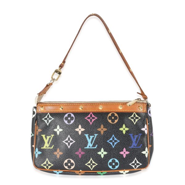 132653 fv Louis Vuitton x Takashi Murakami Black Multicolore Canvas Pochette Accessoires