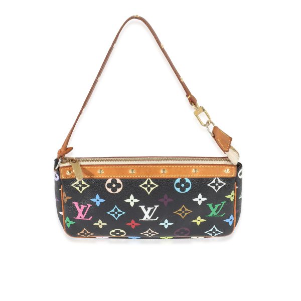 132653 stamp Louis Vuitton x Takashi Murakami Black Multicolore Canvas Pochette Accessoires