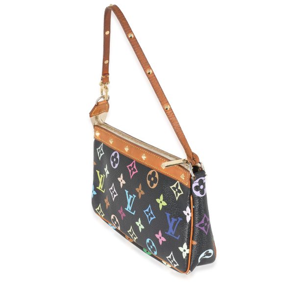 132653 sv Louis Vuitton x Takashi Murakami Black Multicolore Canvas Pochette Accessoires