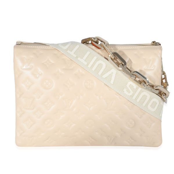 132675 bv Louis Vuitton Cream Monogram Puffy Lambskin Coussin MM