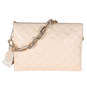 132675 fv Louis Vuitton Montaigne BB Giant Monogram Empreinte Handbag Leather Beige Crème 2way Shoulder Bag