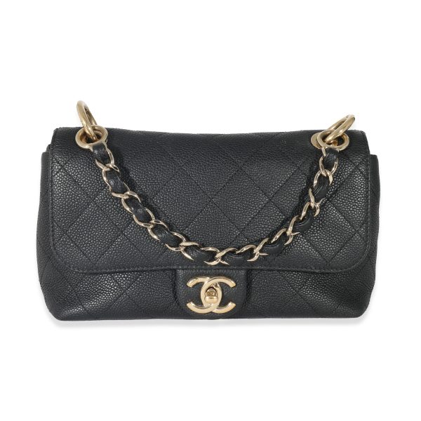 132743 fv Chanel Black Quilted Caviar Small City Walk Flap Bag