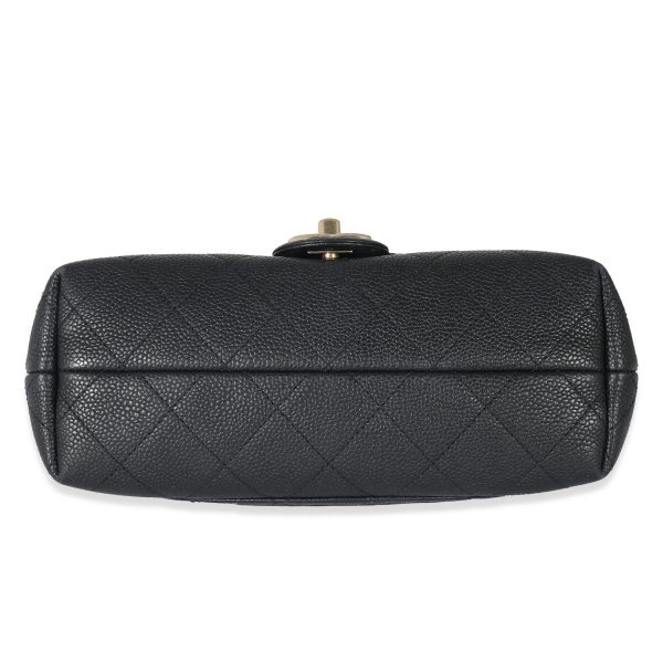 132743 stamp Chanel Black Quilted Caviar Small City Walk Flap Bag