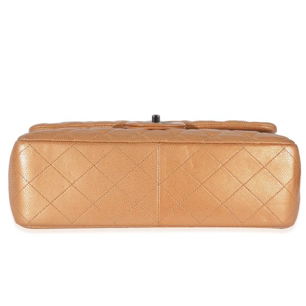 132841 box Chanel Gold Metallic Caviar Jumbo Double Flap Bag