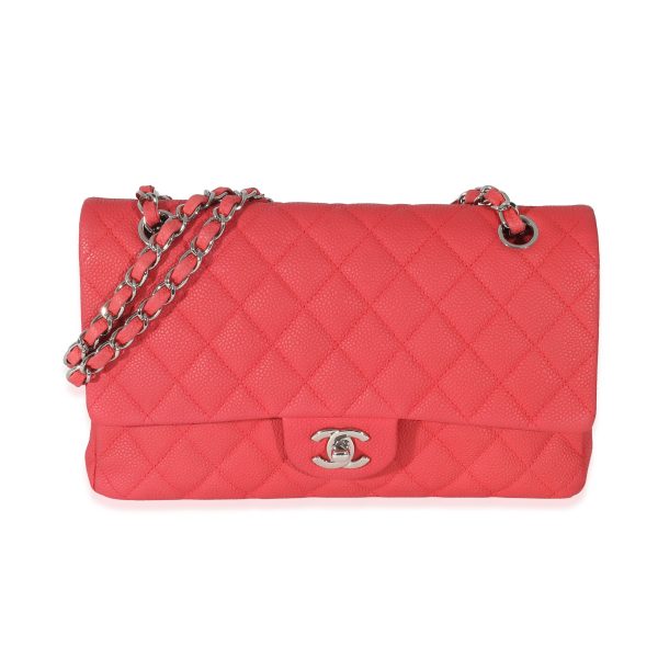 132847 fv Chanel Red Matte Caviar Medium Double Flap Bag