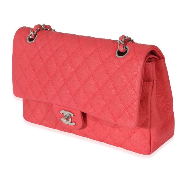 132847 sv Chanel Red Matte Caviar Medium Double Flap Bag